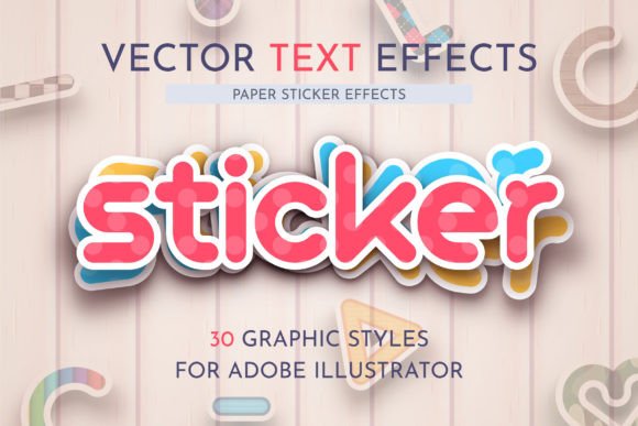 30 Paper Sticker Text Effects Gráfico Estilos de capas Por rwgusev