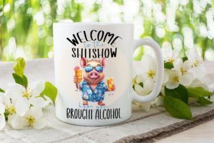 Funny Summer Pig Welcome with Drink Graphic Print Templates By RamblingBoho 3