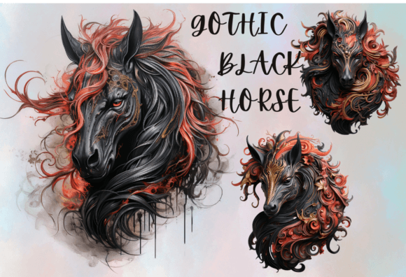Gothic Black Horse Clipart Bundle Graphic Illustrations By Agnesagraphic