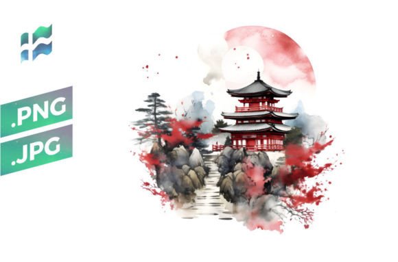 Japan Watercolor Graphic Crafts By MerchSuperb