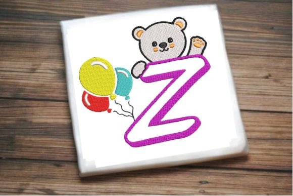 Bear Greetings Alphabet Letter Z Ours en Peluche Design de Broderie Par Designs By Sirine