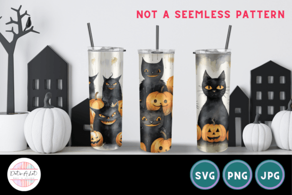 Halloween Cats Tumbler Wrap Sublimation Grafik KI Grafiken Von Dots-A-Lot