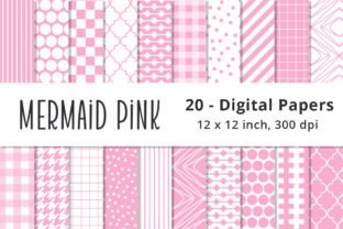Mermaid Pink Digital Pattern Papers Graphic Patterns By Lemon Paper Lab 1