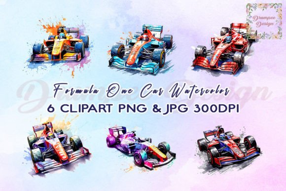 Race Car Watercolor Clipart Graphic Crafts By Drumpee Design
