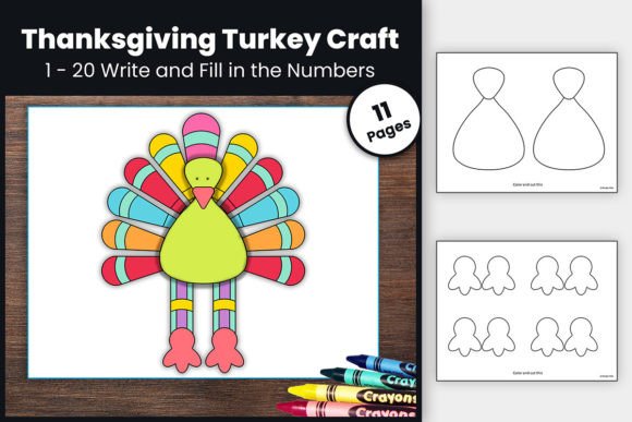 Thanksgiving Turkey Craft & Heartwarming Grafika Arkusze ćwiczeń i Materiały Dydaktyczne Przez TheStudyKits