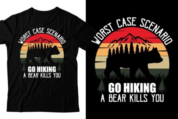 Worst Case Scenario Go Hiking a Bear Afbeelding T-shirt Designs Door almamun2248