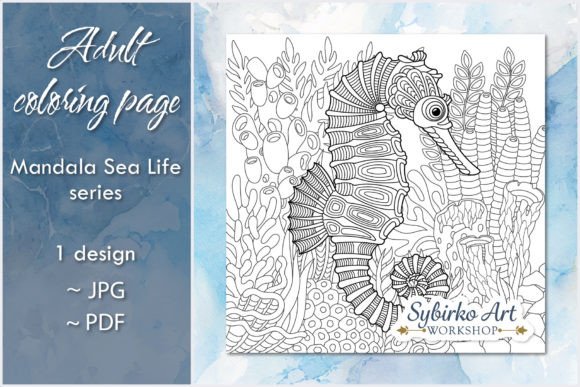 Seahorse Adult Coloring Page Graphic Coloring Pages & Books Adults By Sybirko Art Workshop
