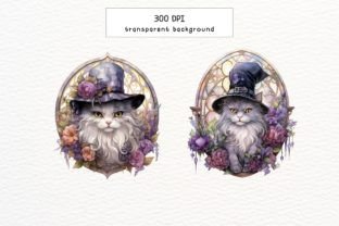 Stained Glass Witch Cat Watercolor Graphic Illustrations By Rabbyx 4