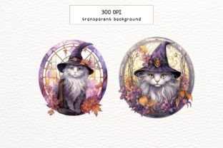 Stained Glass Witch Cat Watercolor Graphic Illustrations By Rabbyx 5