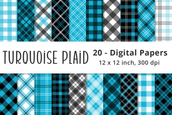 Blue and Black Plaid Digital Backgrounds Graphic Patterns By Lemon Paper Lab