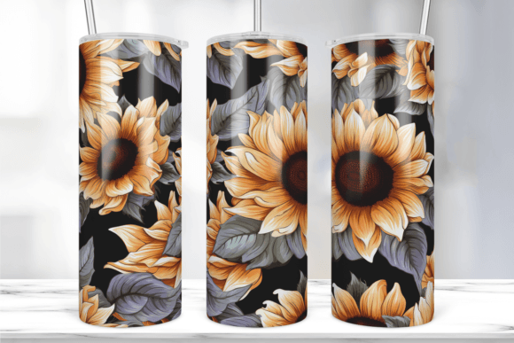 Seamless Sunflower Tumbler Wrap Design Gráfico Gráficos IA Por Marshall Designs