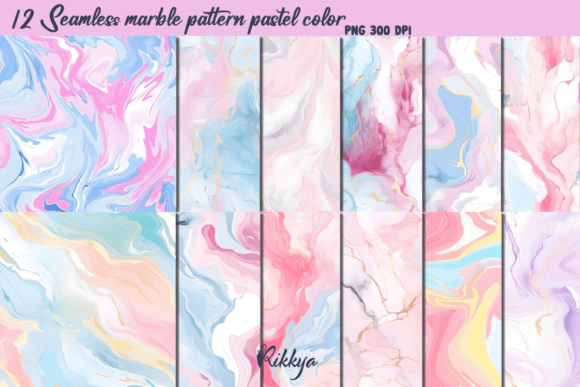 Seamless Marble Pattern Pastel Color Grafik KI Muster Von Rikkya