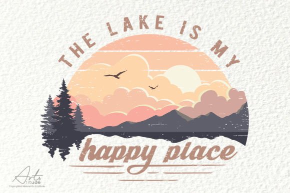 The Lake is My Happy Place Sublimation Grafik T-shirt Designs Von ArtsTitude
