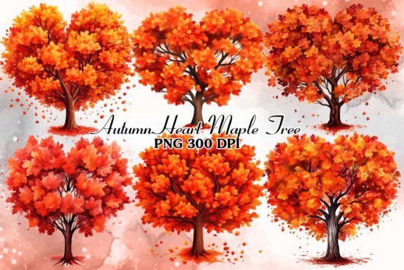 Autumn Heart Maple Tree Clipart Bundle Graphic Illustrations By Cat Lady