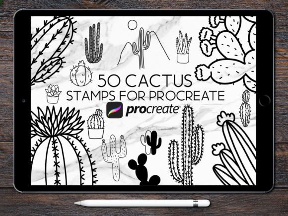 Cactus Procreate Stamps Brush Set Illustration Pinceaux Par HalieKStudio