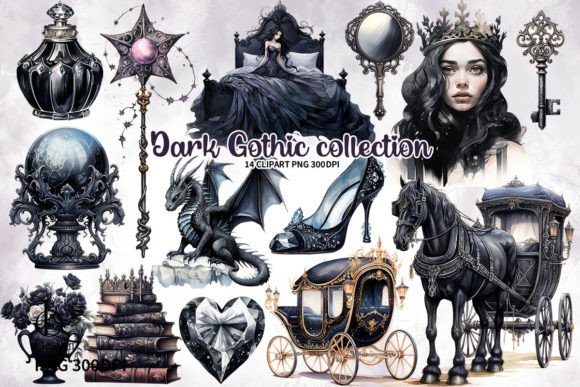 Dark Gothic Sublimation Clipart Afbeelding Afdrukbare Illustraties Door LQ Design
