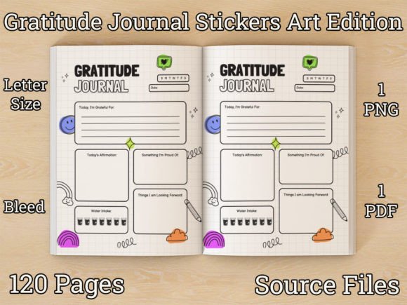 Gratitude Journal Stickers Art Edition Grafika Szablony do Druku Przez ALittleArtistWeirdo