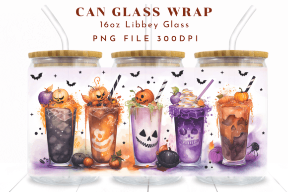 Halloween Drinks Glass Can Png Gráfico Manualidades Por Cutie Kate Studio