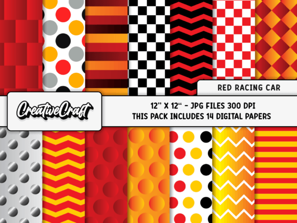 Red Racing Car Digital Papers Scrapbook Graphic Backgrounds By CreativeCraft
