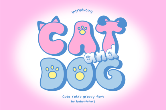 Cat and Dog Czcionki do Wyświetlania Czcionka Przez Babymimiart