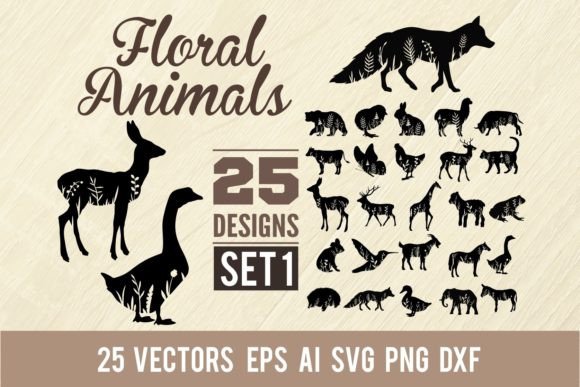 Floral Animals Set1 - BUNDLE 25 CUT SVG Graphic Illustrations By SignReadyDClipart