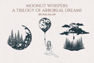 Mystical and Forest Moon Compositions Grafik Druckbare Illustrationen Von Kirill's Workshop