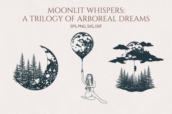 Mystical and Forest Moon Compositions Gráfico Ilustraciones Imprimibles Por Kirill's Workshop