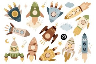 Space Rocket Clipart, Spaceship Clipart Graphic Illustrations By JulzaArt 2