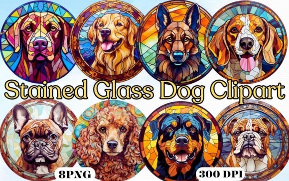 Stained Glass Dog Clipart Graphic Illustrations By A Design