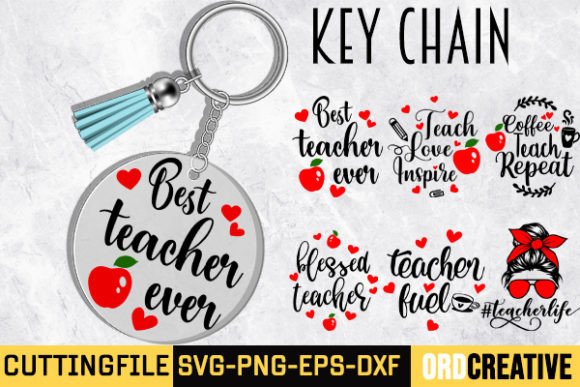 Bundle Teacher Keychain Round Pattern Grafik Plotterdateien Von ORDCreative