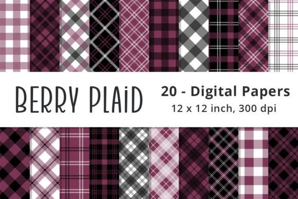 Purple & Black Plaid Digital Backgrounds Graphic Patterns By Lemon Paper Lab