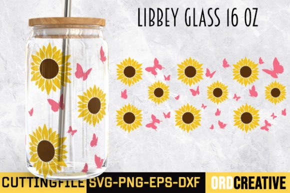 Sunflower 16 Oz Libbey Glass Wrap Graphic Crafts By ORDCreative