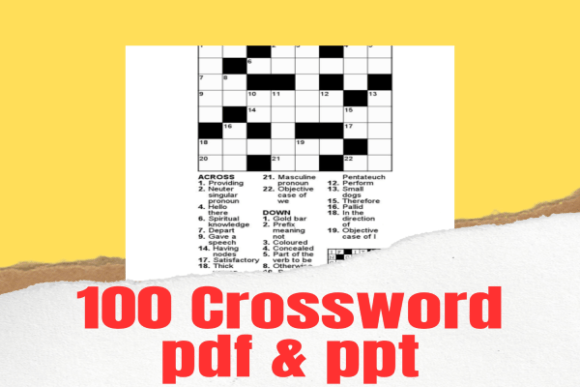 100 Crossword Book PDF + PPT Gráfico Interiores KDP Por BigCreator