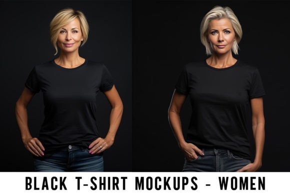 Black T-shirt Mockups - Women Grafik Individuell gestaltete Produktmodelle (Mockups) Von Cool Worker