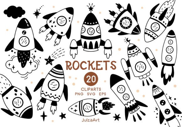 Black Rocket Clipart, Rocket Svg Png Graphic Illustrations By JulzaArt