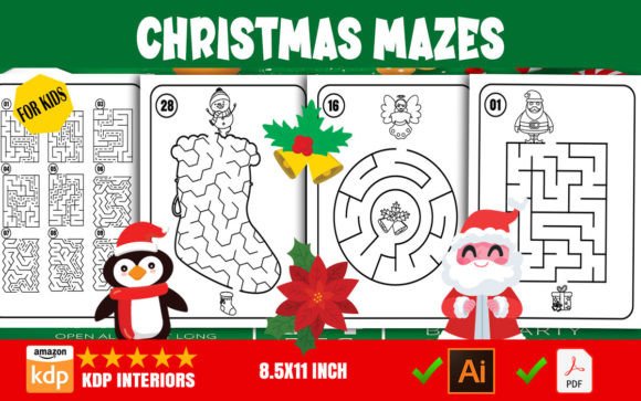 Christmas Mazes Pages for Kids – KDP Graphic KDP Interiors By AzYou