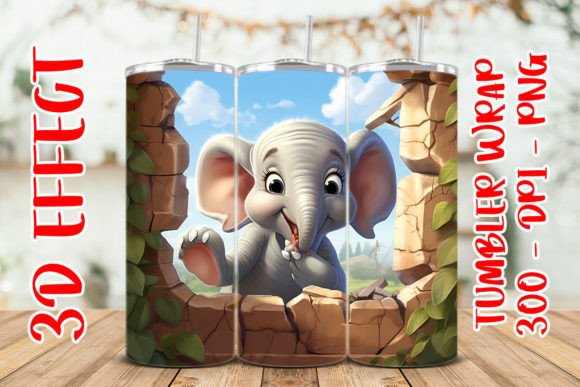 3D Cute Elephant Flower Tumbler 9 Gráfico Fondos Por Liketa