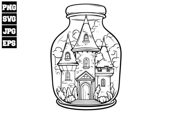 Castle in a Jar Design Grafika Ilustracje do Druku Przez Chico