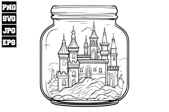 Castle in a Jar Design Grafika Ilustracje do Druku Przez Chico