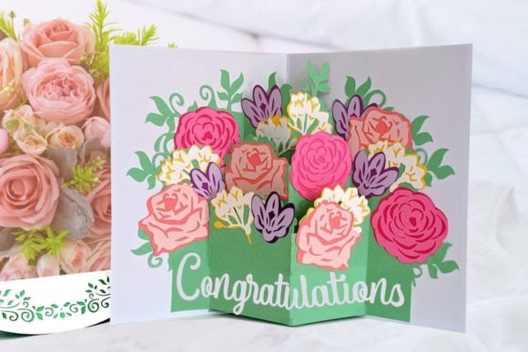 Flower Bouquet 3D Pop Up Card Mother's Day 3D SVG Craft By 3D SVG Crafts