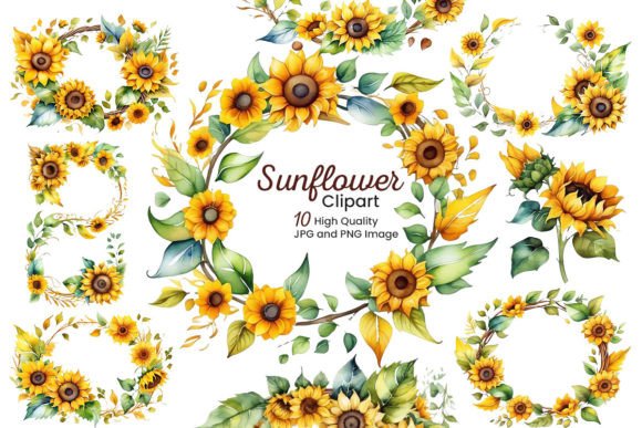 Watercolor Sunflower Sublimation Clipart Graphic AI Illustrations By pixeness