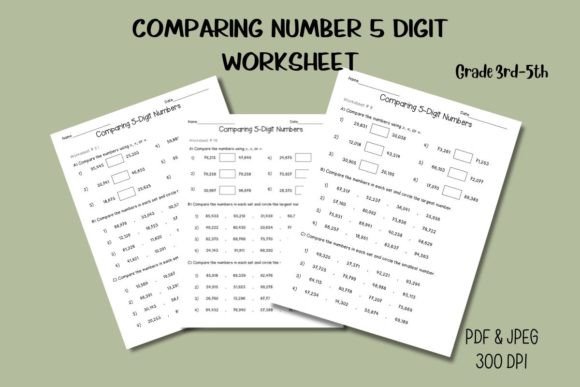 Comparing Number 5 Digit Grade 3rd-5th Gráfico 3rd grade Por HappyDesign
