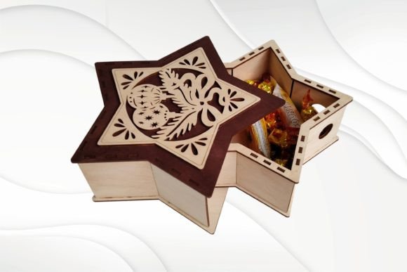 Gift Christmas Box Pattern for Laser Cut Graphic 3D Christmas By VectorBY
