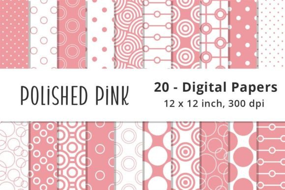 Pink Polka Dot Digital Backgrounds Gráfico Patrones de Papel Por Lemon Paper Lab