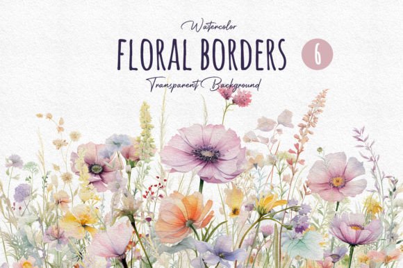 Watercolor Floral Borders Sublimation Graphic Illustrations By DesignBible
