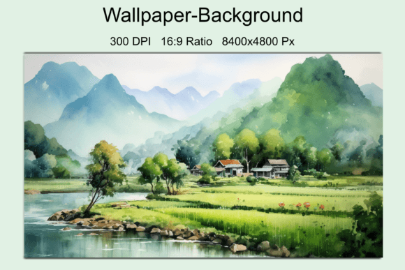 Watercolor Mountains in Southeast Asia Graphic AI Illustrations By StellarMockups&Graphics