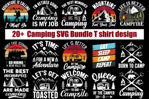 Camping SVG Retro Bundle T Shirt Design Graphic T-shirt Designs By almamun2248