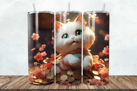 3D Fortune Cat Png Tumbler Graphic Crafts By Regulrcrative