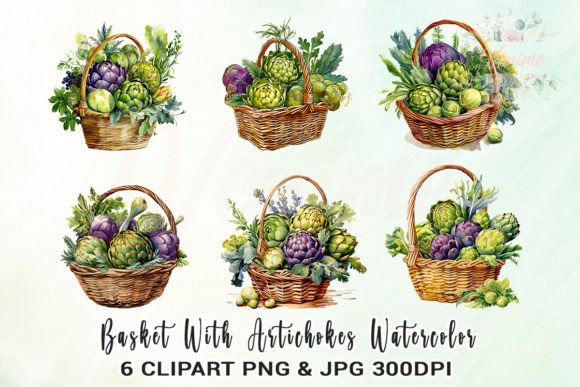 Basket with Artichokes Watercolour Grafica Creazioni Di Venime