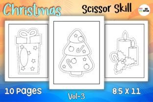 Christmas Scissor Skills Coloring Pag 03 Graphic Coloring Pages & Books Kids By Sei Ripan 1